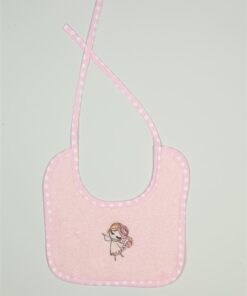 Σαλιάρα Βαμβακερή Με Κέντημα Little Angel 141 25X25 Ροζ DimCol24home