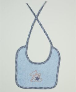 Σαλιάρα Βαμβακερή Με Κέντημα Star Bear 151 25X25 Σιέλ DimCol24home