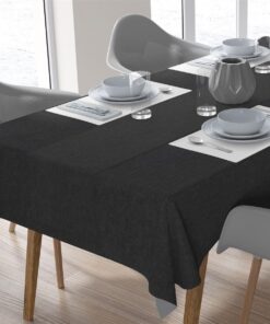 Σετ Τραπεζομάντηλο 140x220εκ. Με Runner 40x220εκ. Αλέκιαστο Polycotton Panama Black DimCol24home